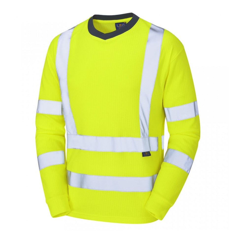 Leo Workwear Riverton EcoViz Comfort T-Shirt Hi-Vis Orange UPF 40+ S-6XL