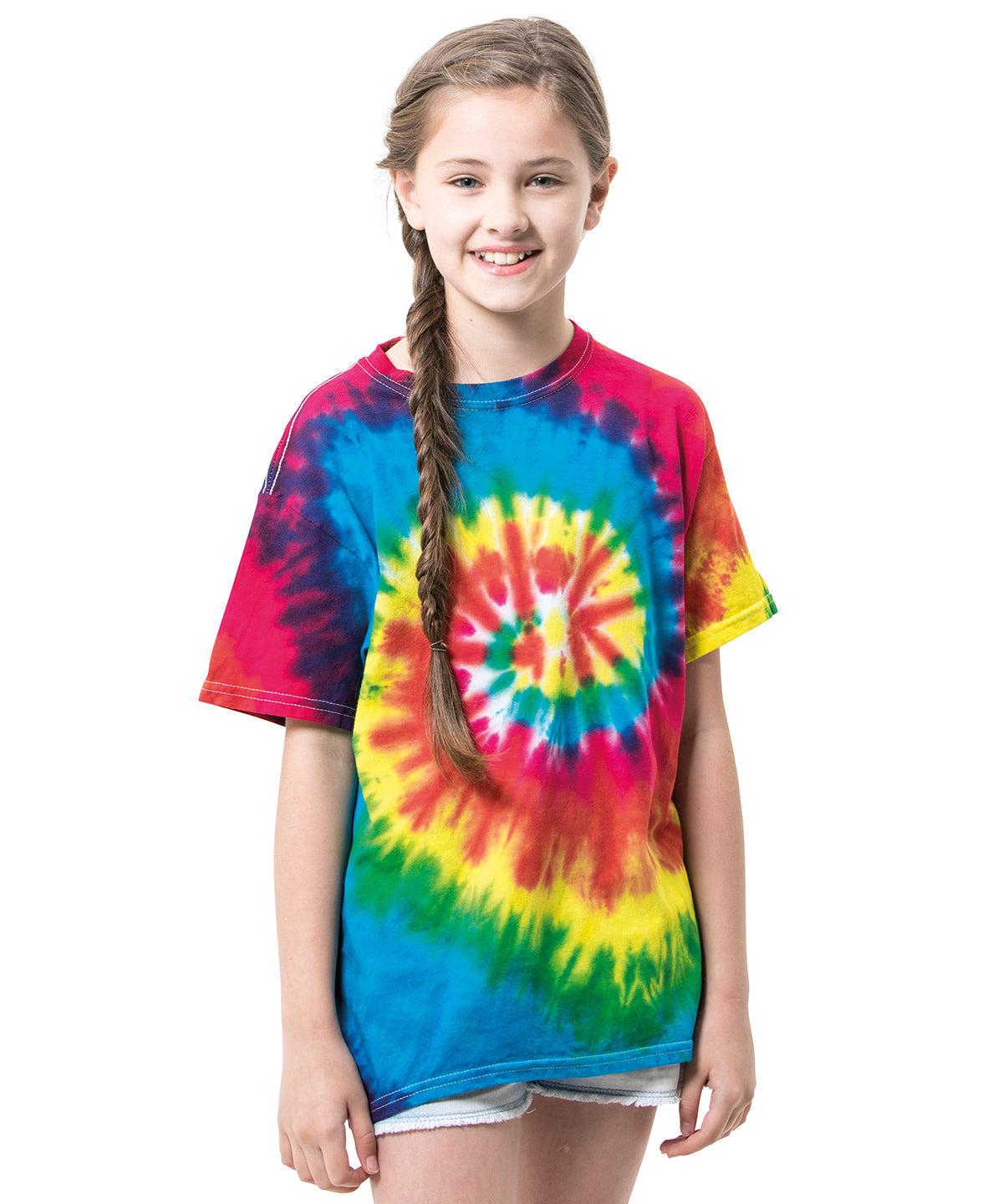Colortone Kids Tie-Dye T-Shirt Rainbow Design 100% Cotton Sizes XS-L