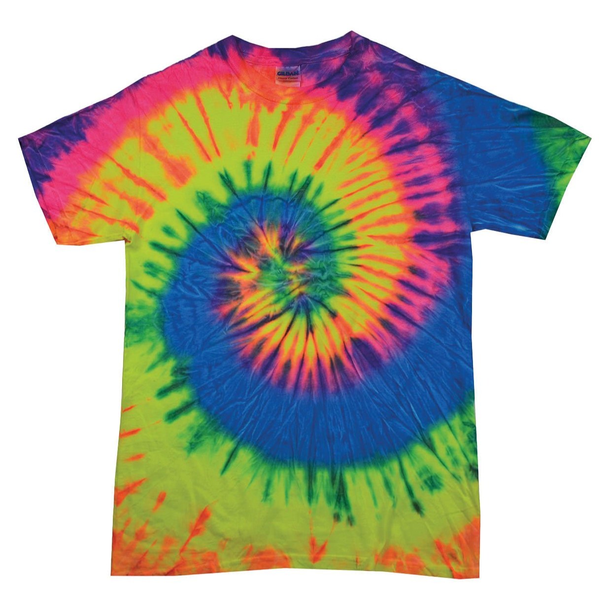 Colortone Neon Rainbow Tie-Dye Shirt Heavyweight Cotton S-2XL Unique Design
