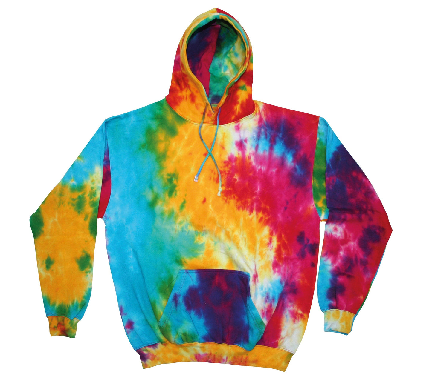 Colortone Rainbow Tie-Dye Hoodie Regular Fit Hand-Dyed Cotton Blend S-2XL