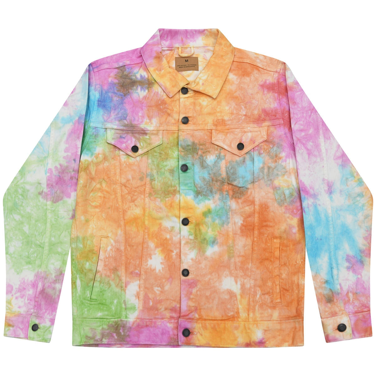 Colortone Tie-Dye Denim Jacket Unisex Loose Fit with Chest Pockets