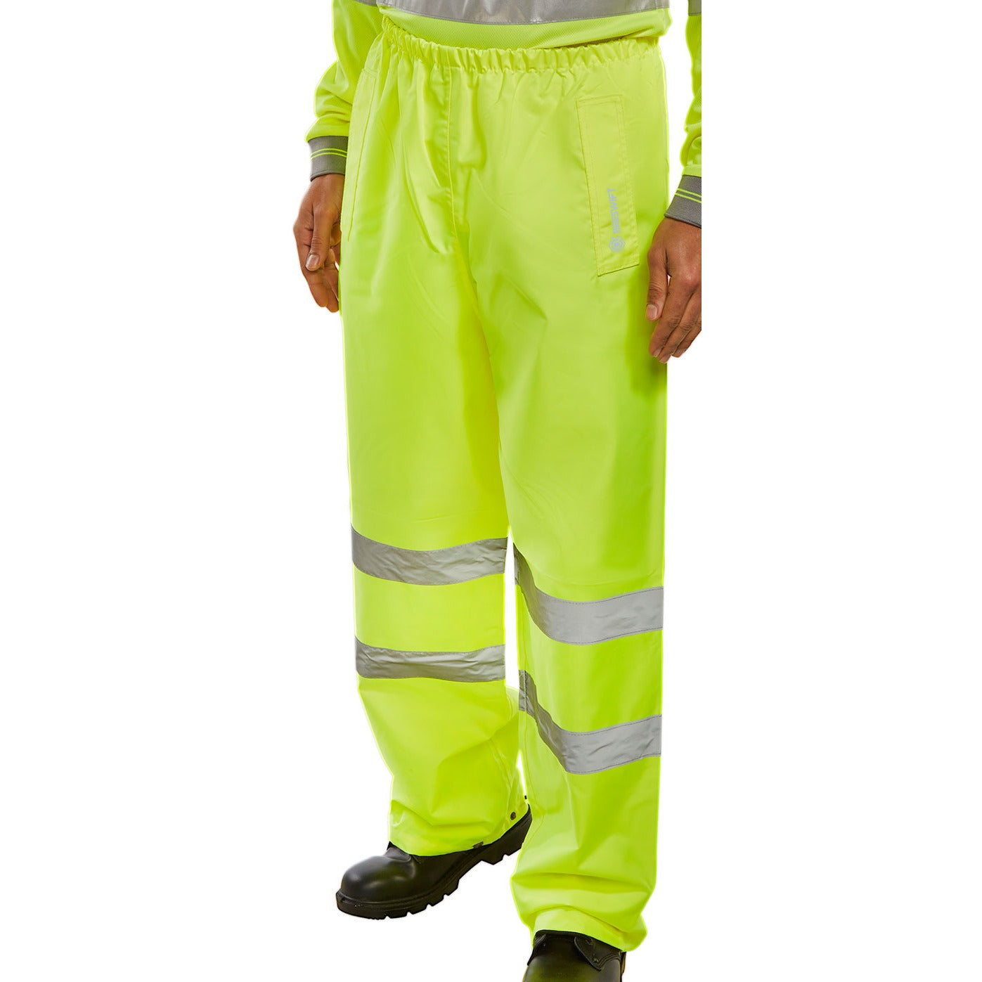 Beeswift High Visibility Traffic Trousers PVC Coated Polyester Elasticated Waist