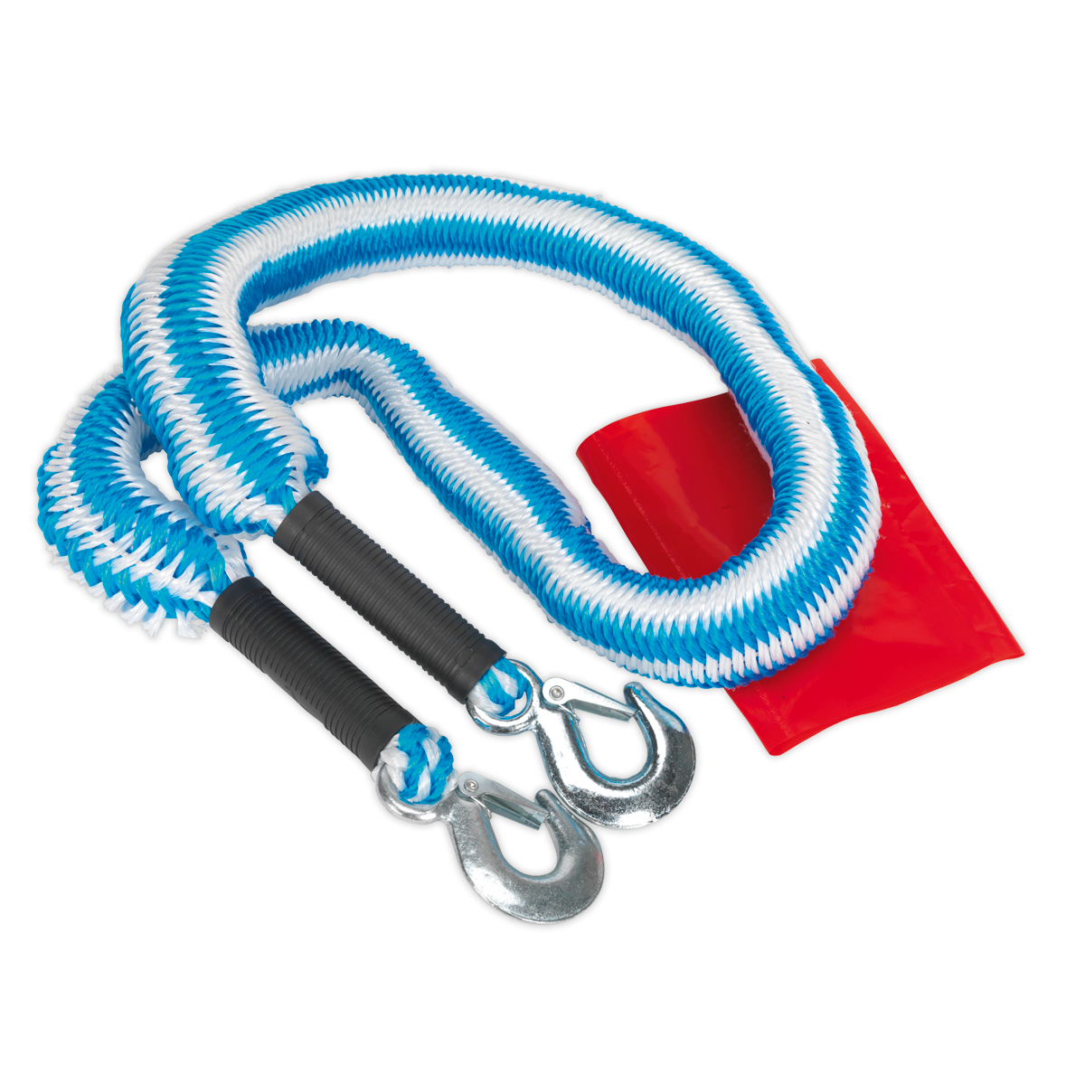 Sealey Tow Rope 2000kg Capacity Elasticated Webbing Heavy-Duty Hook Sleeves