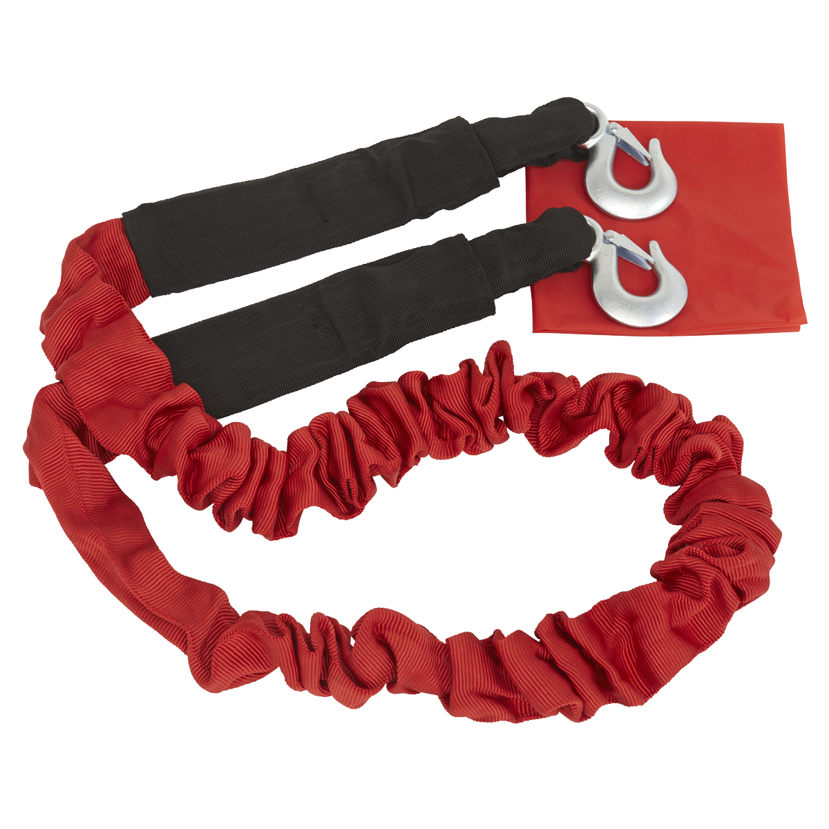 Sealey 5000kg Tow Rope Heavy Duty with Elasticated Webbing and Forged Hooks