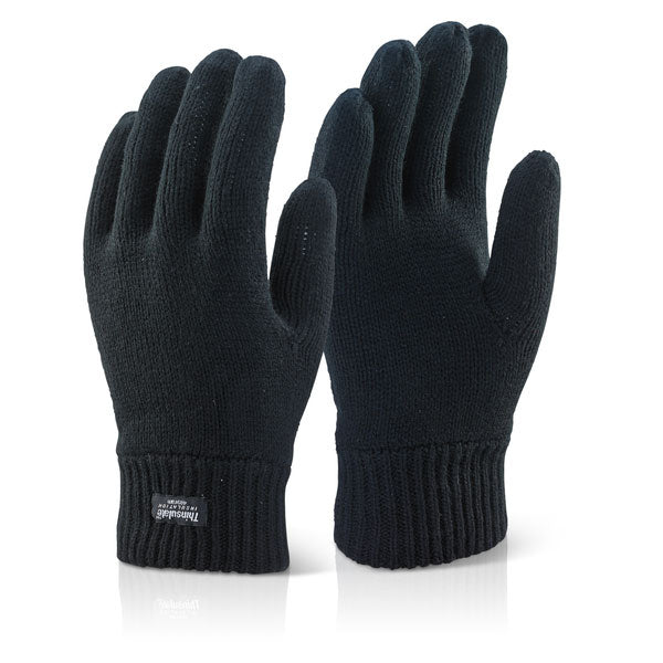 Beeswift Ladies Thinsulate Gloves Black Warm Knitted Winter Microfibre