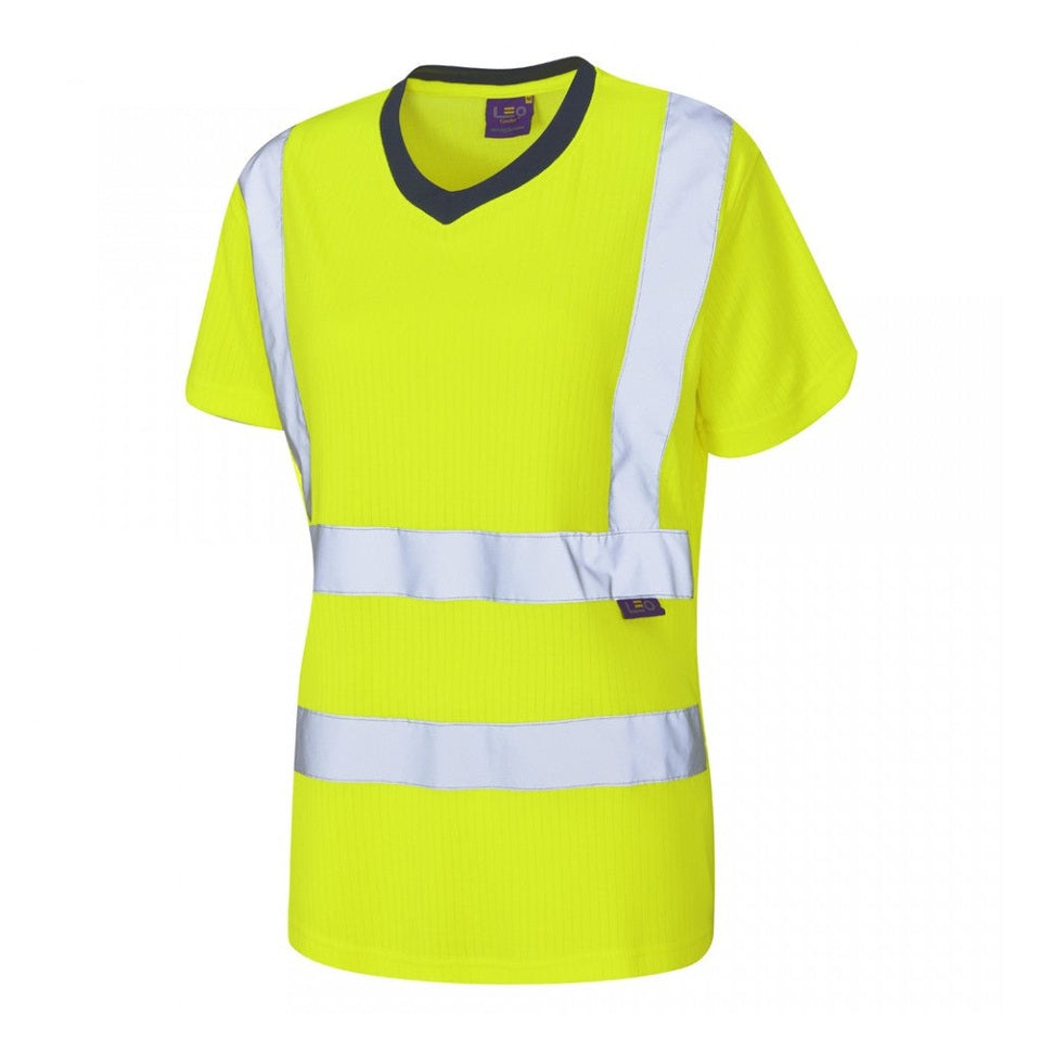 Leo Workwear EcoViz Comfort Women's T-Shirt Hi-Vis Orange Bamboo XS-6XL