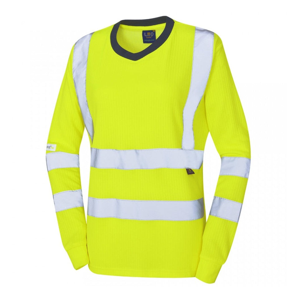 Leo Workwear EcoViz Comfort Women's Sleeved T-Shirt Hi-Vis Orange XS-6XL