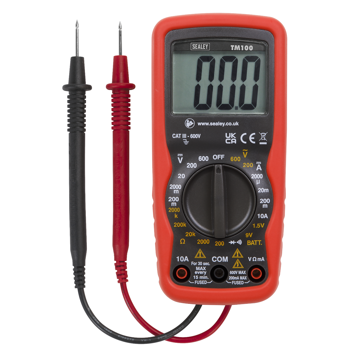 Sealey Professional Digital Multimeter 6-Function CAT III 600V with Case