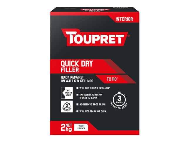 Toupret Quick Dry Filler 2kg Interior Surface Filler Easy Sanding Fast Drying