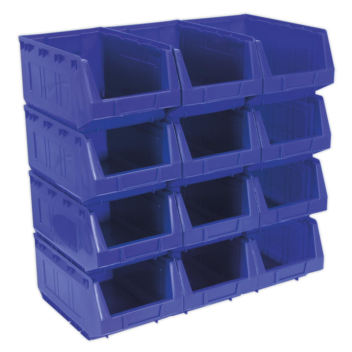 Sealey Blue Plastic Storage Bins 210x355x165mm Pack of 12 Shockproof Polymer