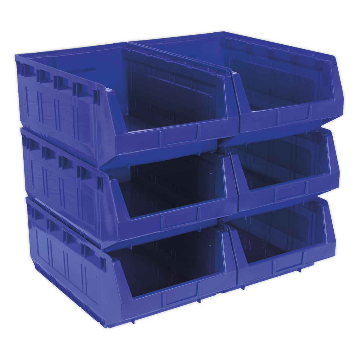 Sealey Blue Plastic Storage Bins 310x500x190mm Pack of 6 Shockproof Polymer