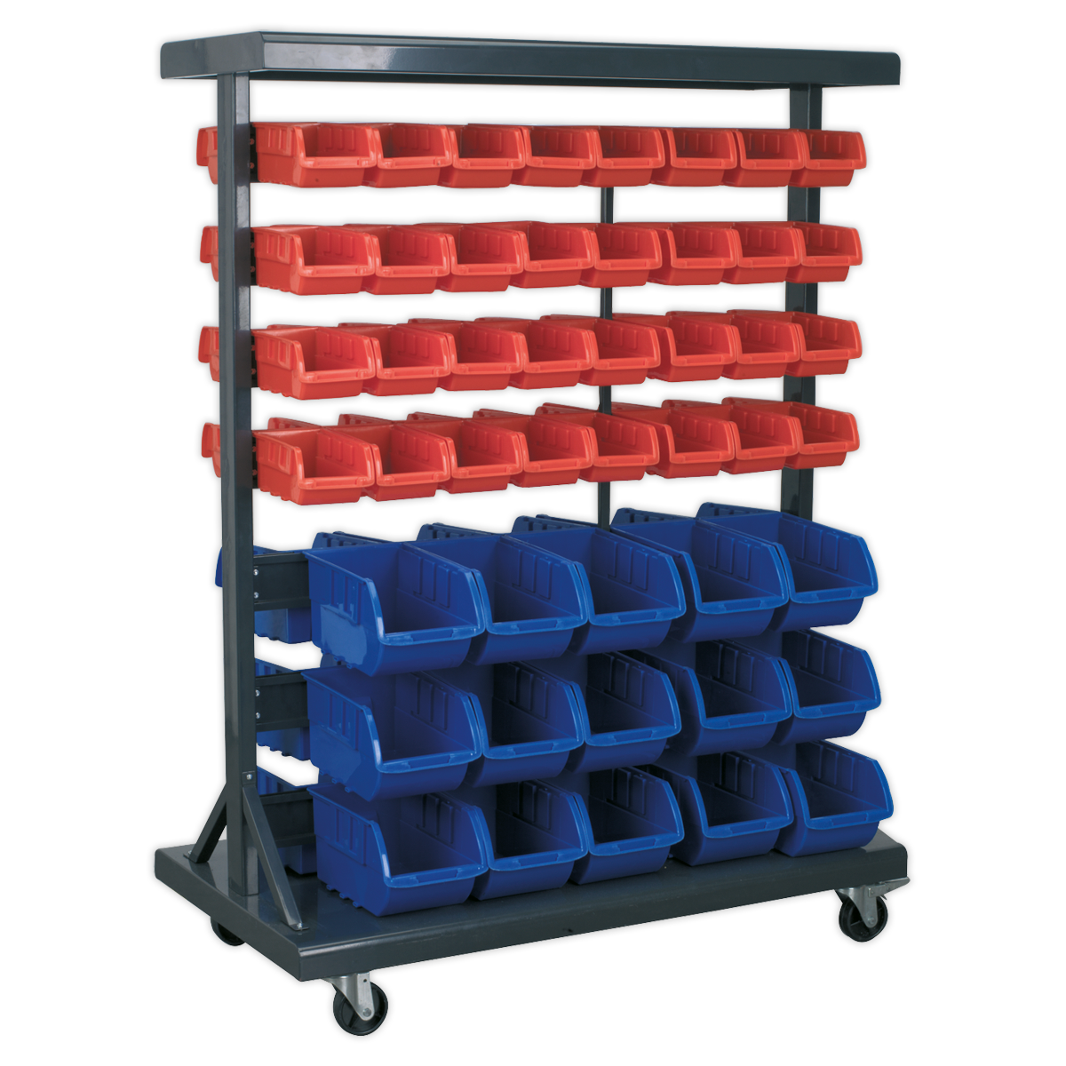 Sealey Mobile Bin Storage System with 94 Bins on Castors for Easy Mobility