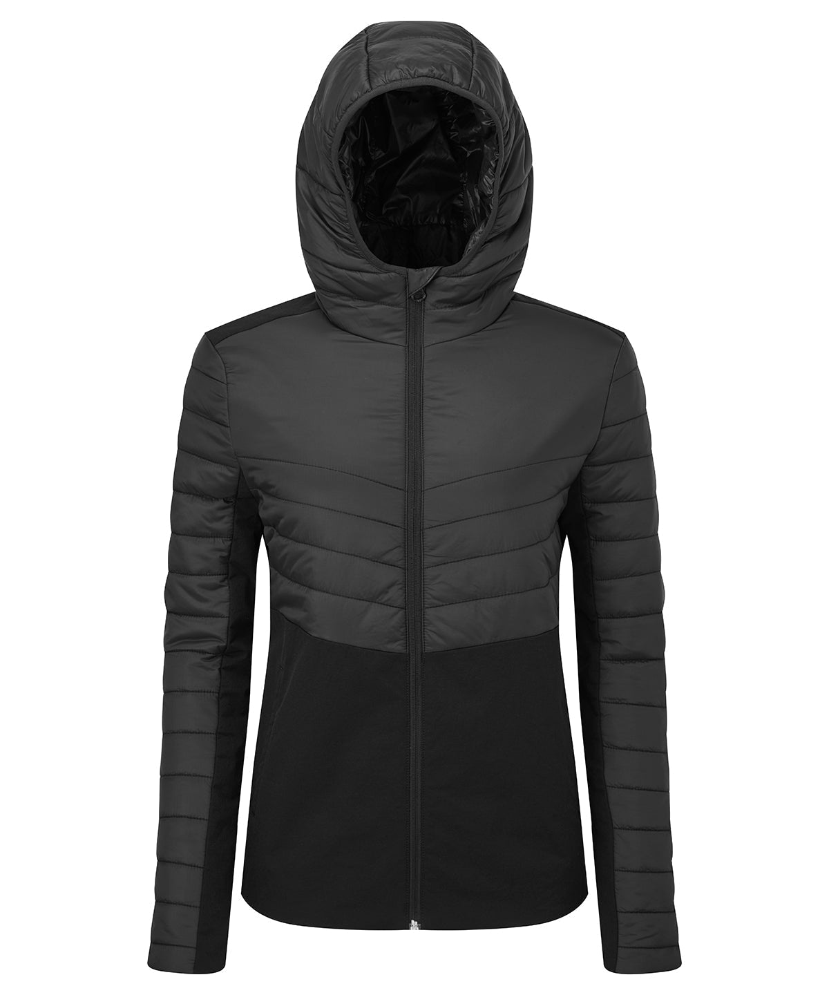 Women's TriDri Insulated Hybrid Jacket with Hood, Full Zip, Stretchy Panels