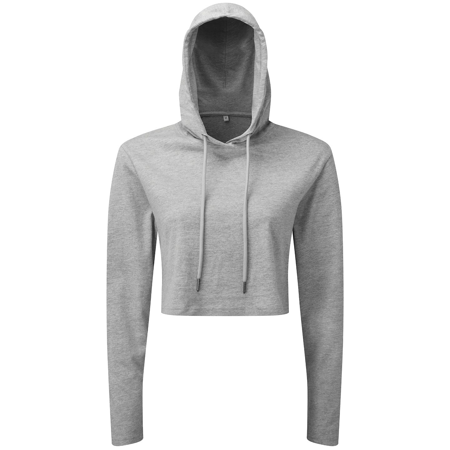 TriDri Women's Cropped Hooded Long Sleeve T-Shirt Soft Cotton Gym Top