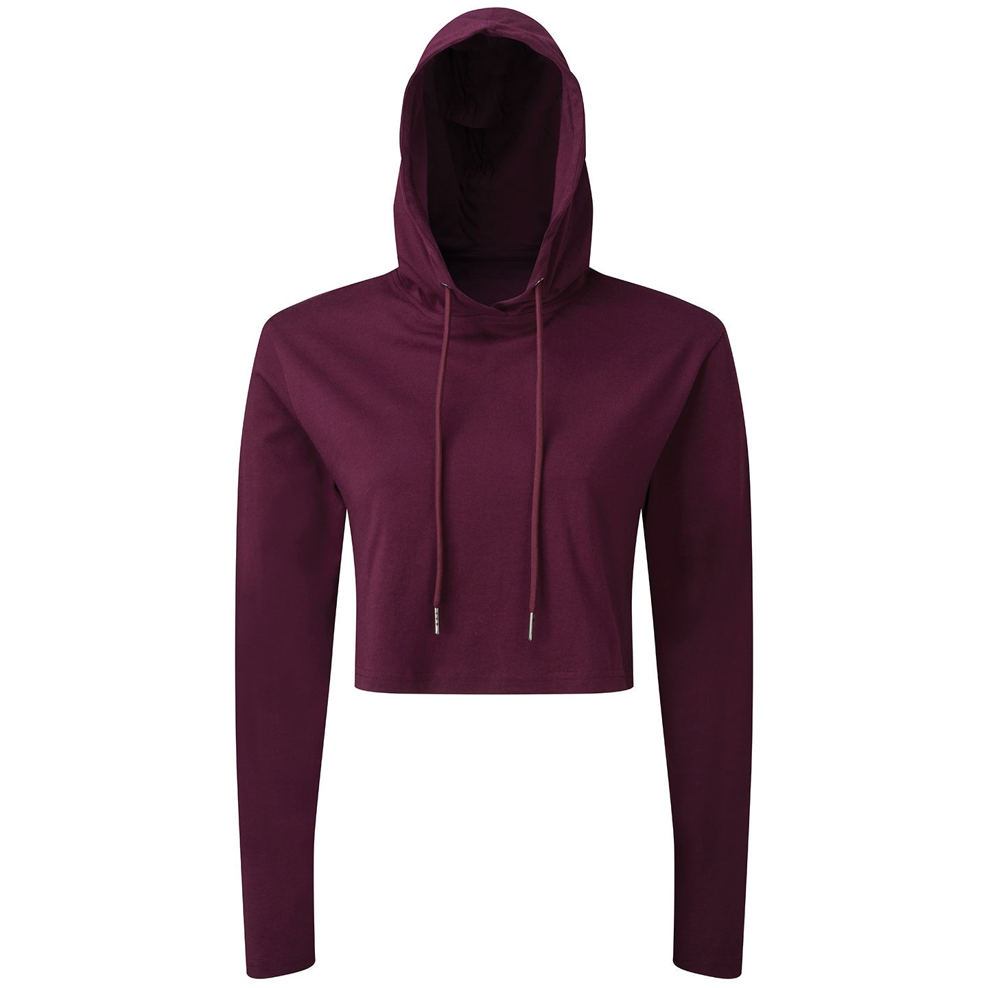 TriDri Women's Cropped Hooded Long Sleeve T-Shirt Soft Cotton Gym Top
