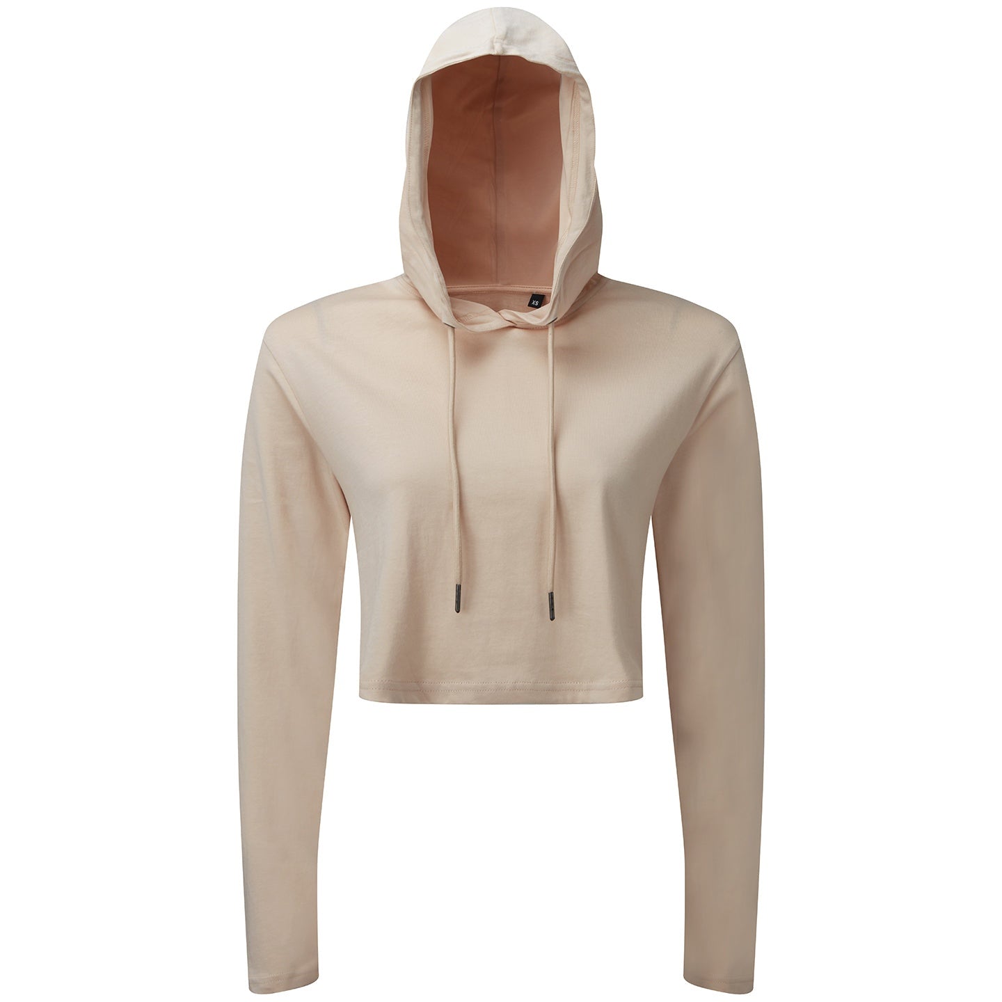 TriDri Women's Cropped Hooded Long Sleeve T-Shirt Soft Cotton Gym Top