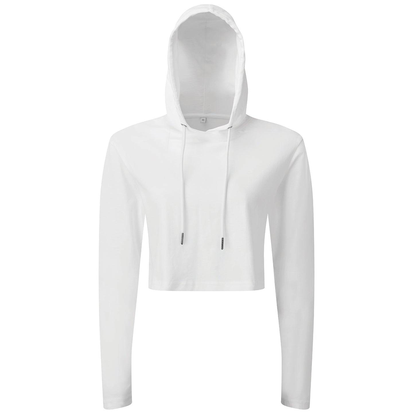 TriDri Women's Cropped Hooded Long Sleeve T-Shirt Soft Cotton Gym Top