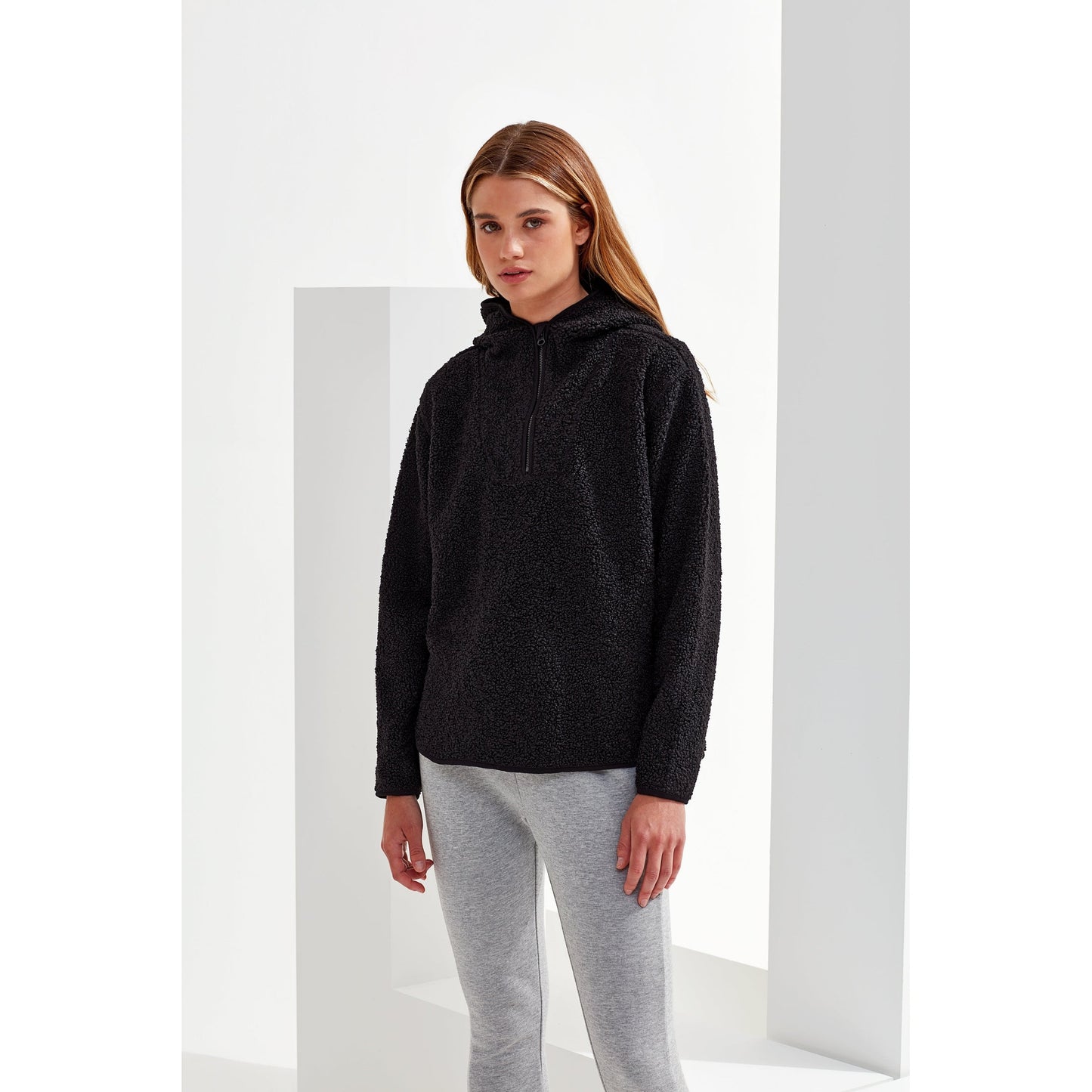 Women's TriDri Sherpa Â¼ Zip Hoodie Oversized Fleece Pullover with Hood