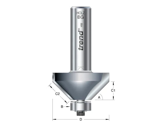 Trend 46/360 1/2 TCT Bearing Guided Chamfer Cutter 45Â° 35.1mm Edging Tool
