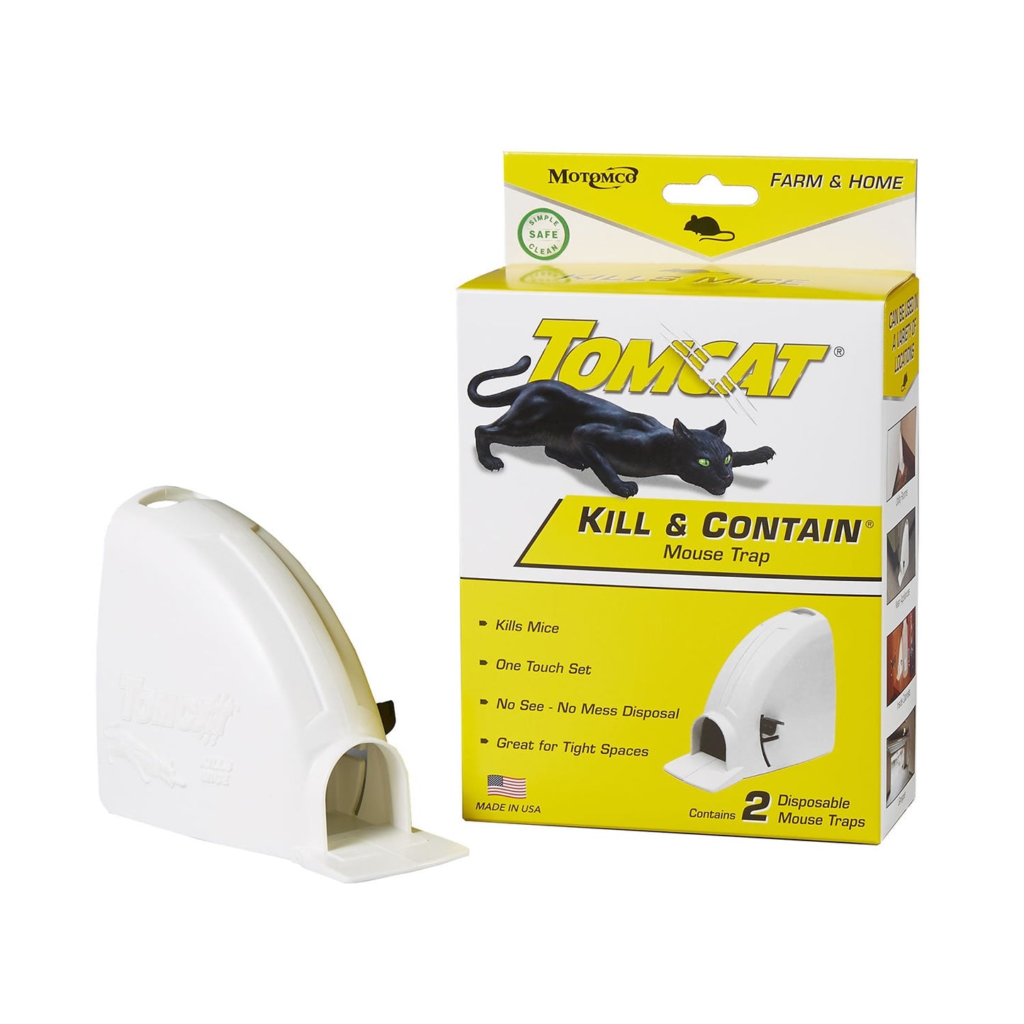 Tomcat Kill & Contain Mouse Trap Mechanical Rodent Control Easy Set Safe