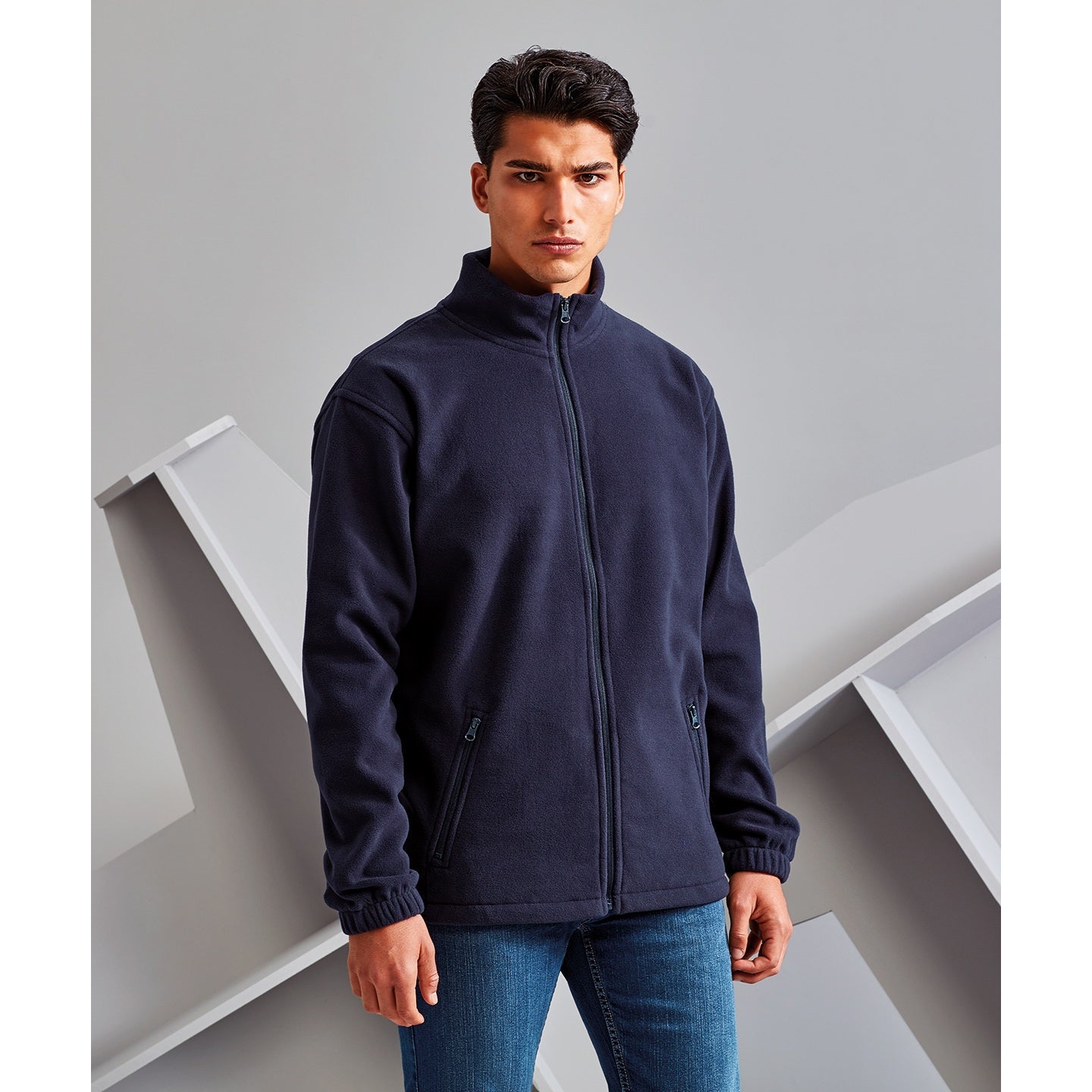 2786 Full-Zip Fleece Jacket Warm Comfortable Cadet Collar Zipped Pockets