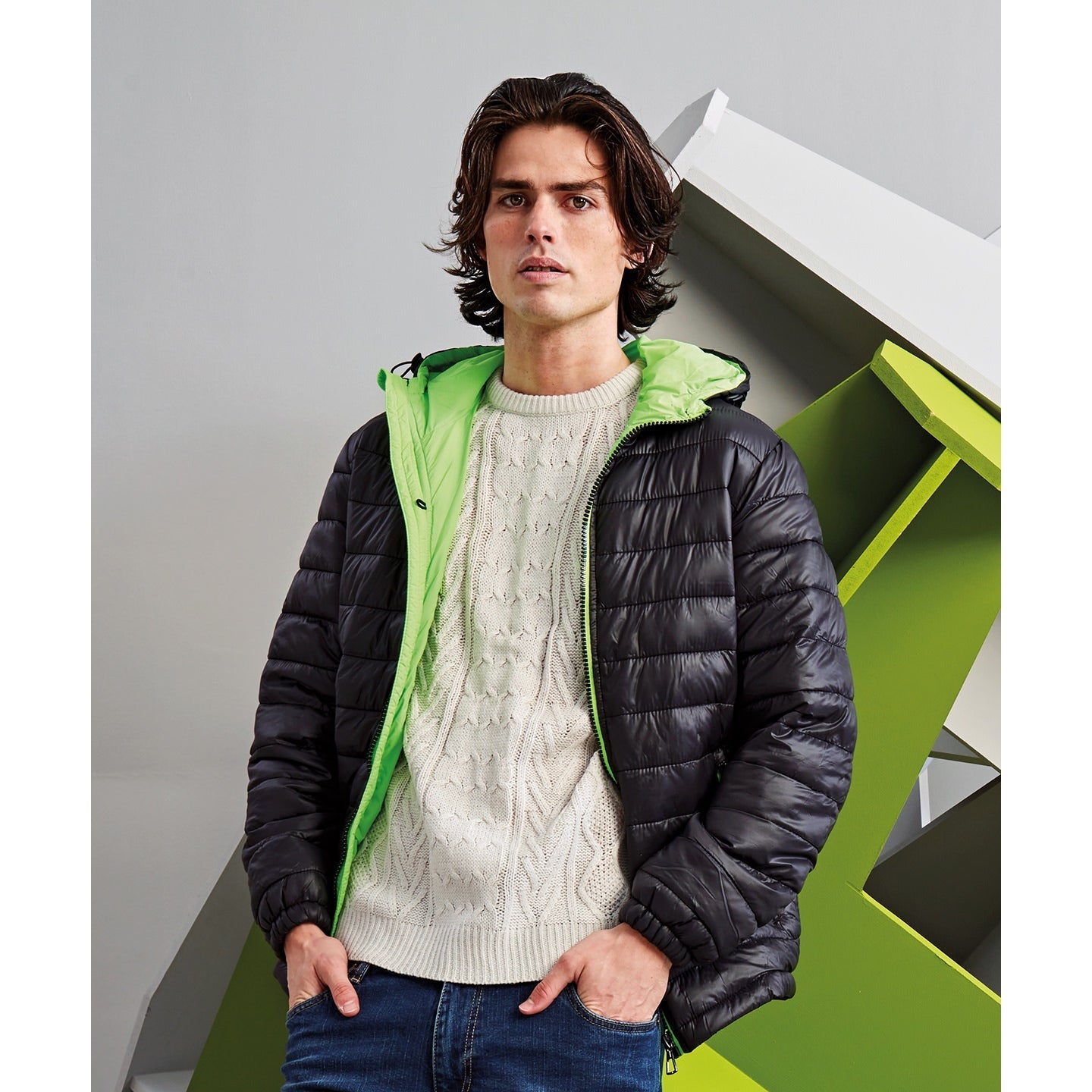 2786 Padded Jacket with Contrast Lining, Quilted, Warm, Lightweight, Stylish