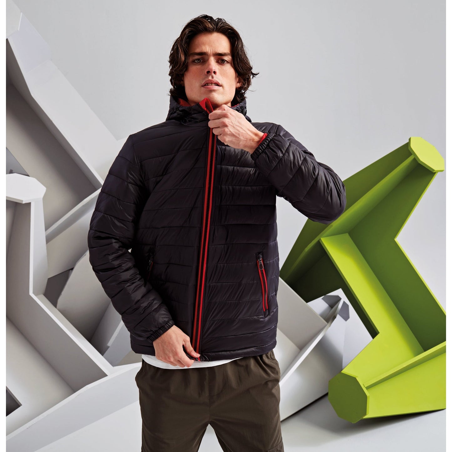 2786 Padded Jacket with Contrast Lining, Quilted, Warm, Lightweight, Stylish