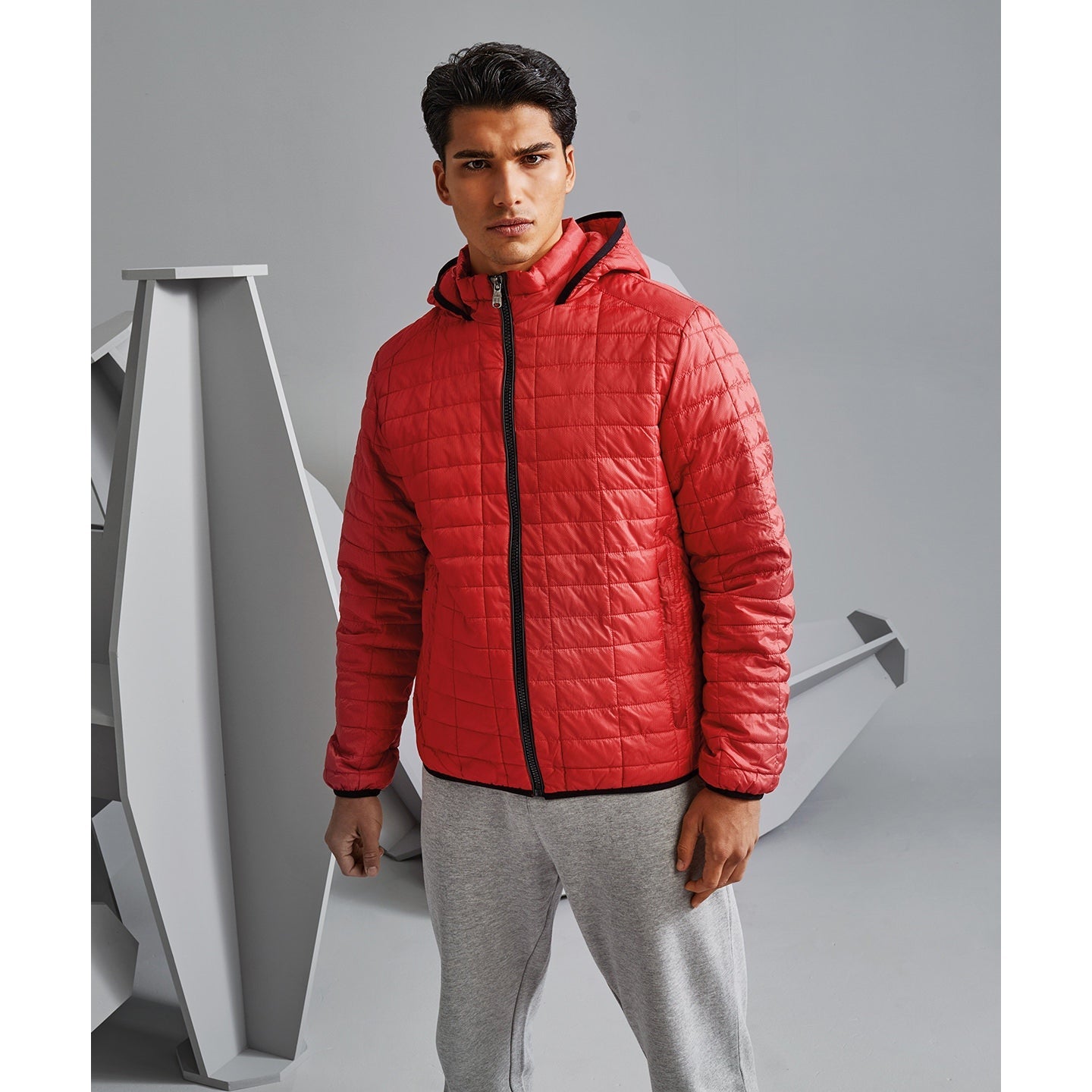 Men's Honeycomb Hooded Jacket Lightweight Polyester Fitted Casual Coat