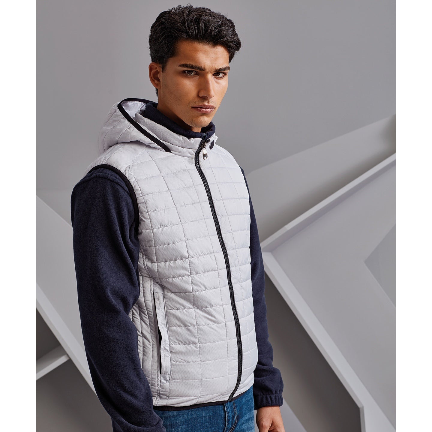 2786 Honeycomb Hooded Gilet Men's Slim Fit Lightweight Polyester Fill
