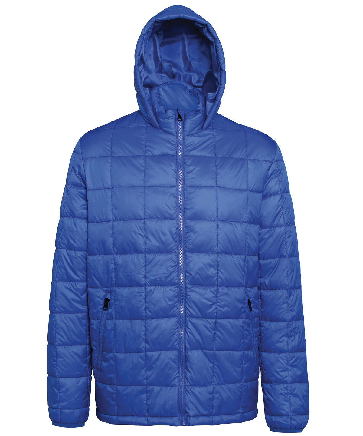 2786 Box Quilt Hooded Jacket Lightweight Polyester Fill Semi-Fitted Style