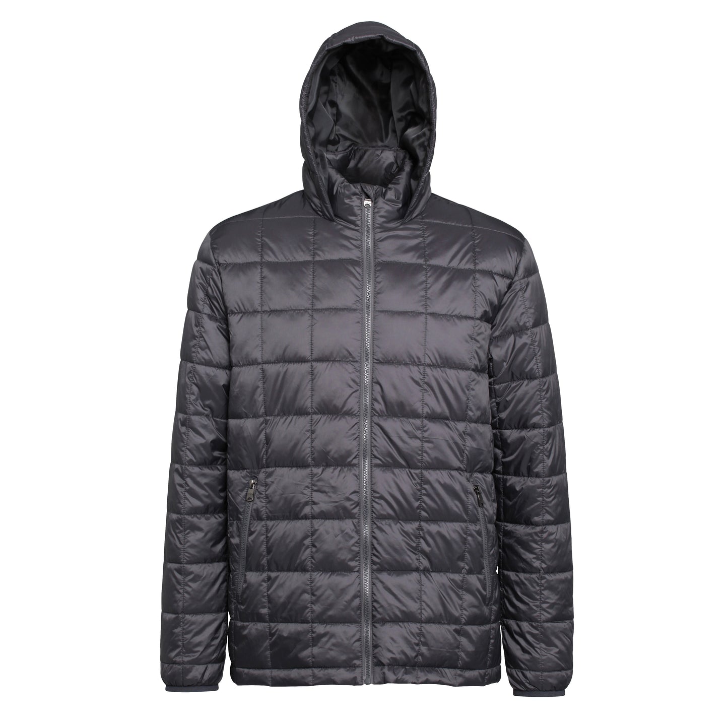 2786 Box Quilt Hooded Jacket Lightweight Polyester Fill Semi-Fitted Style