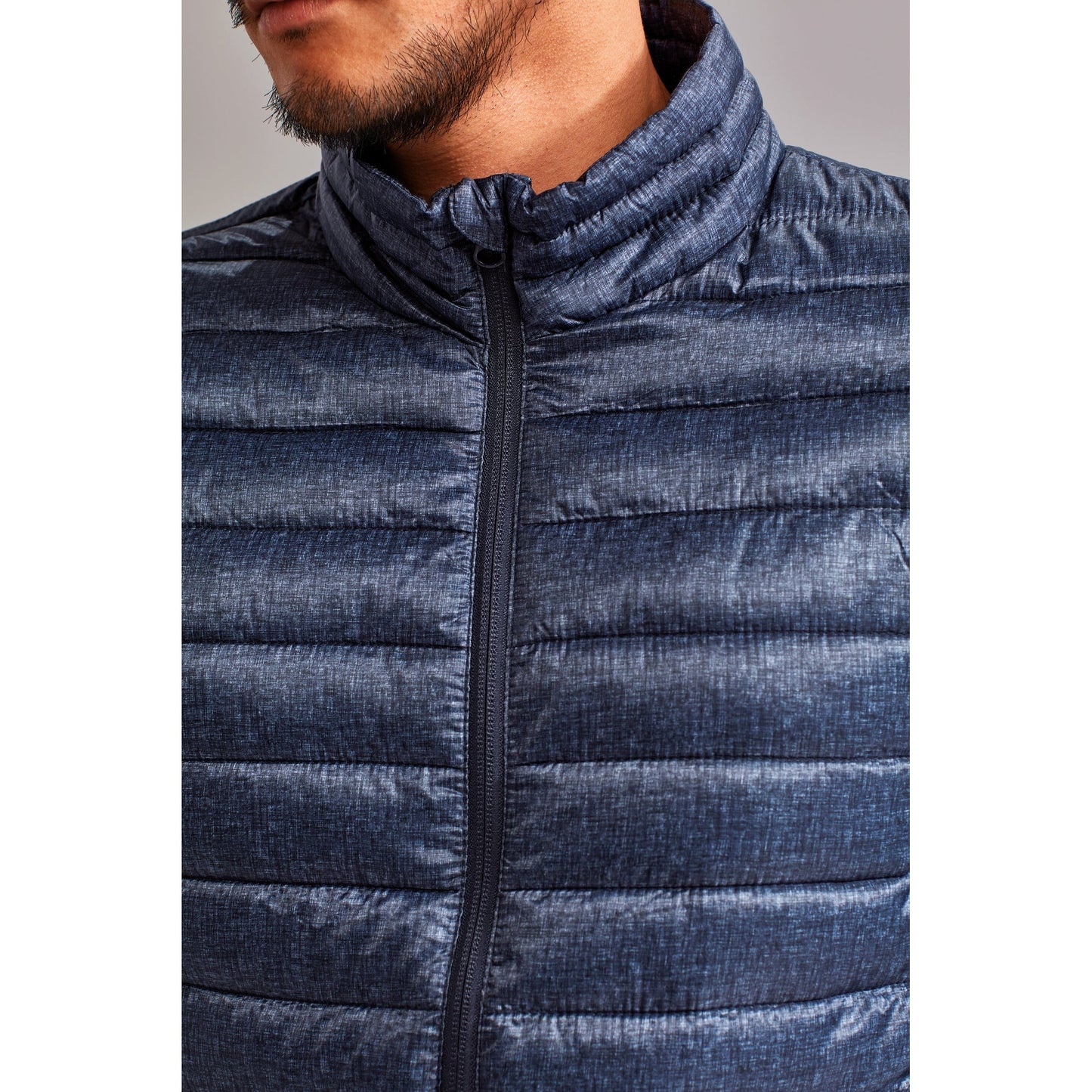 2786 Melange Padded Jacket Lightweight Insulated Zip Pockets Elasticated Cuffs