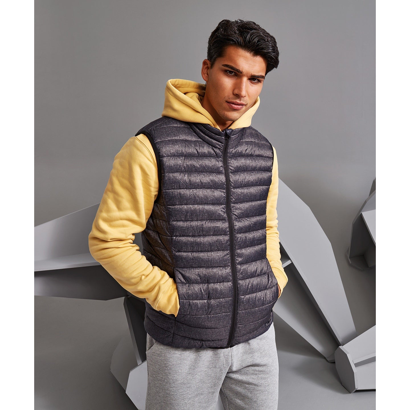 2786 Melange Padded Gilet Lightweight Insulated Tailored Fit Zip Pockets