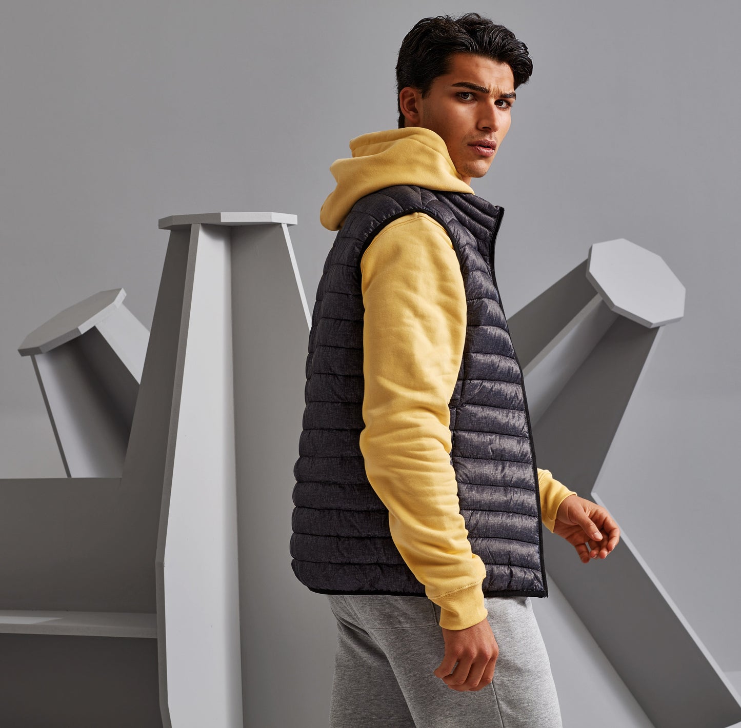 2786 Melange Padded Gilet Lightweight Insulated Tailored Fit Zip Pockets