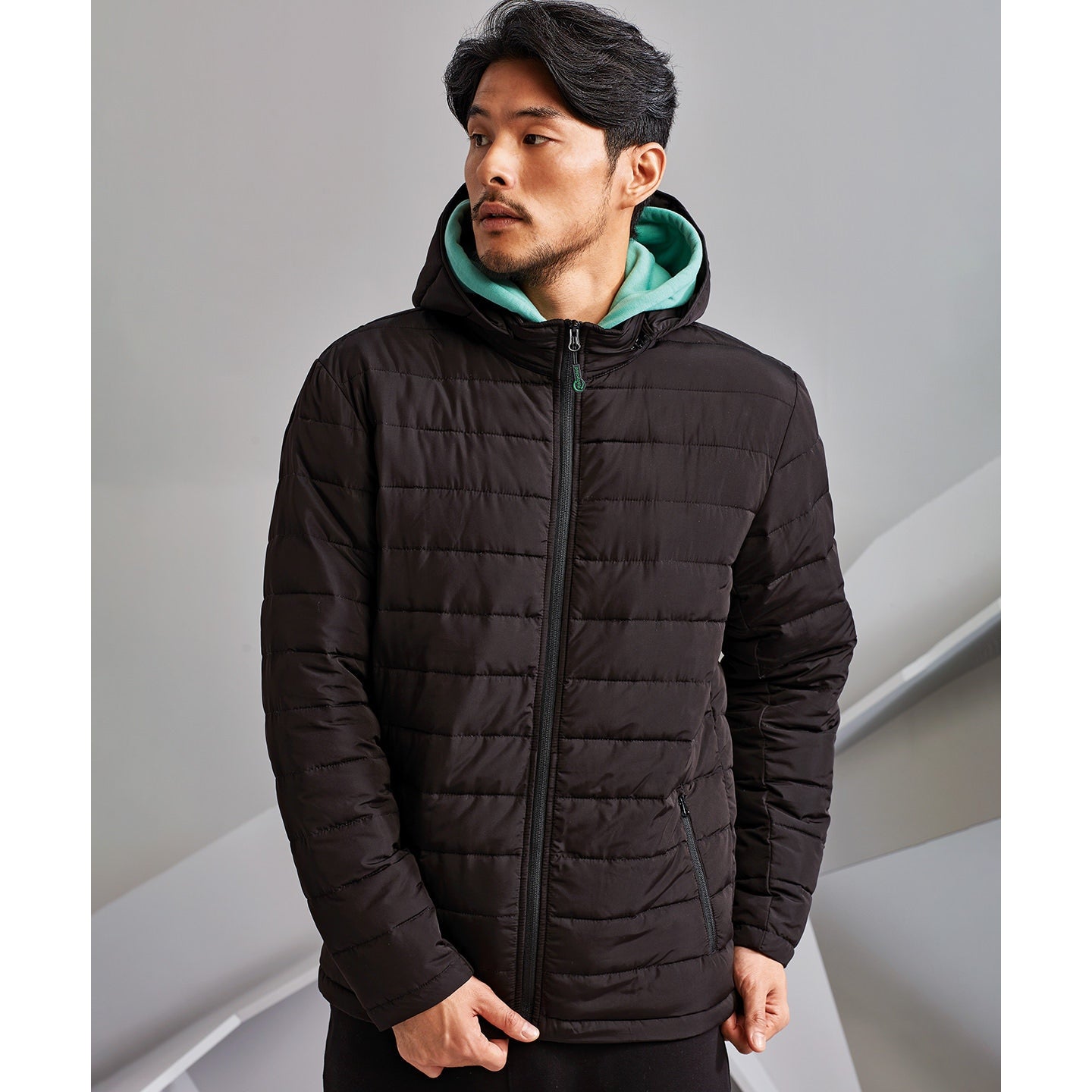 Delmont Recycled Padded Jacket with Removable Hood and Pockets - Eco-Friendly