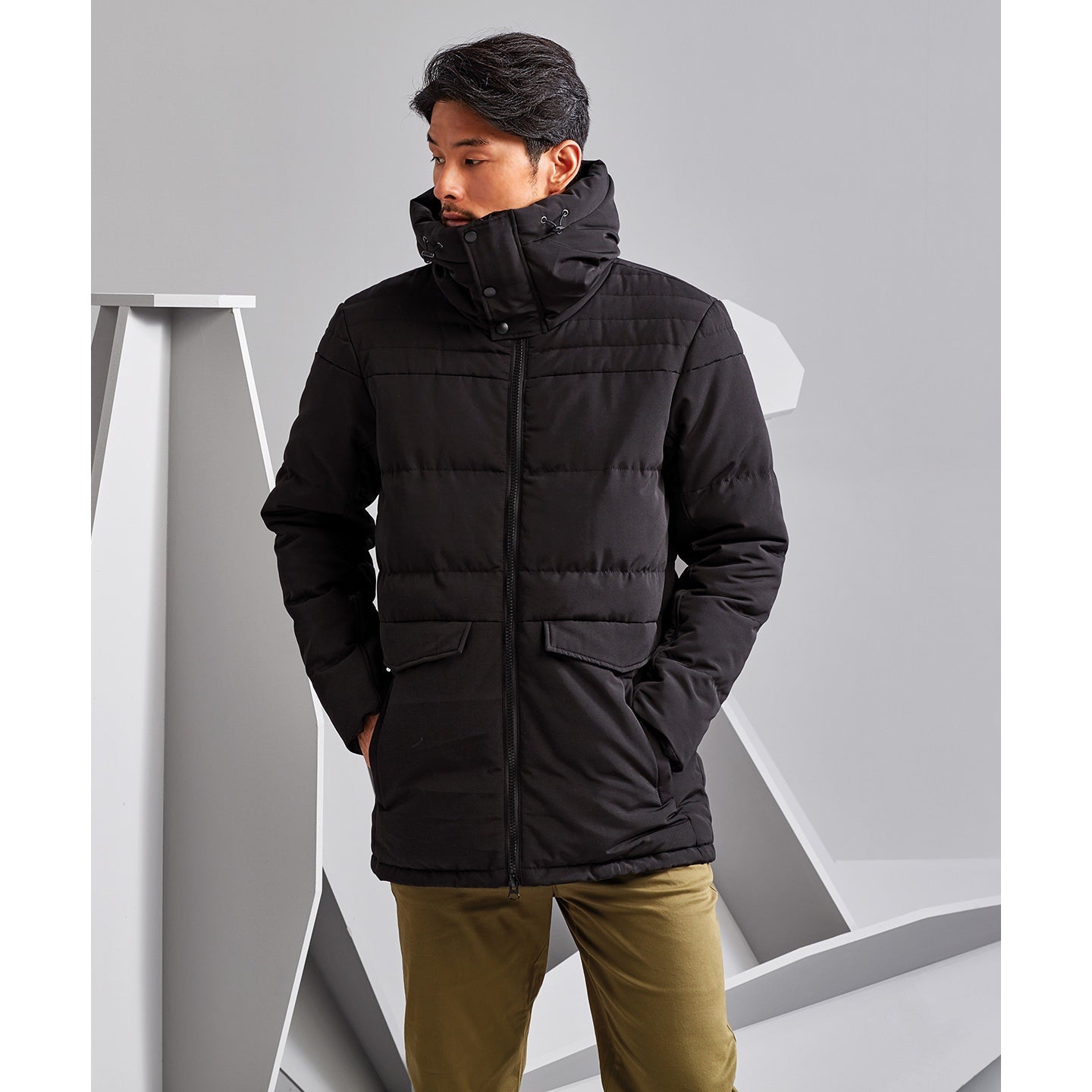 2786 Obsidian Padded Jacket with Hood, Quilted Design, Warm & Versatile