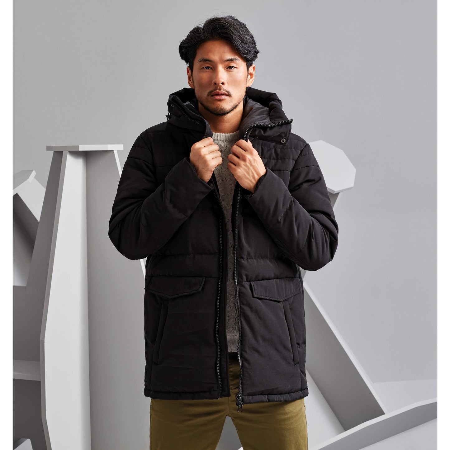 2786 Obsidian Padded Jacket with Hood, Quilted Design, Warm & Versatile