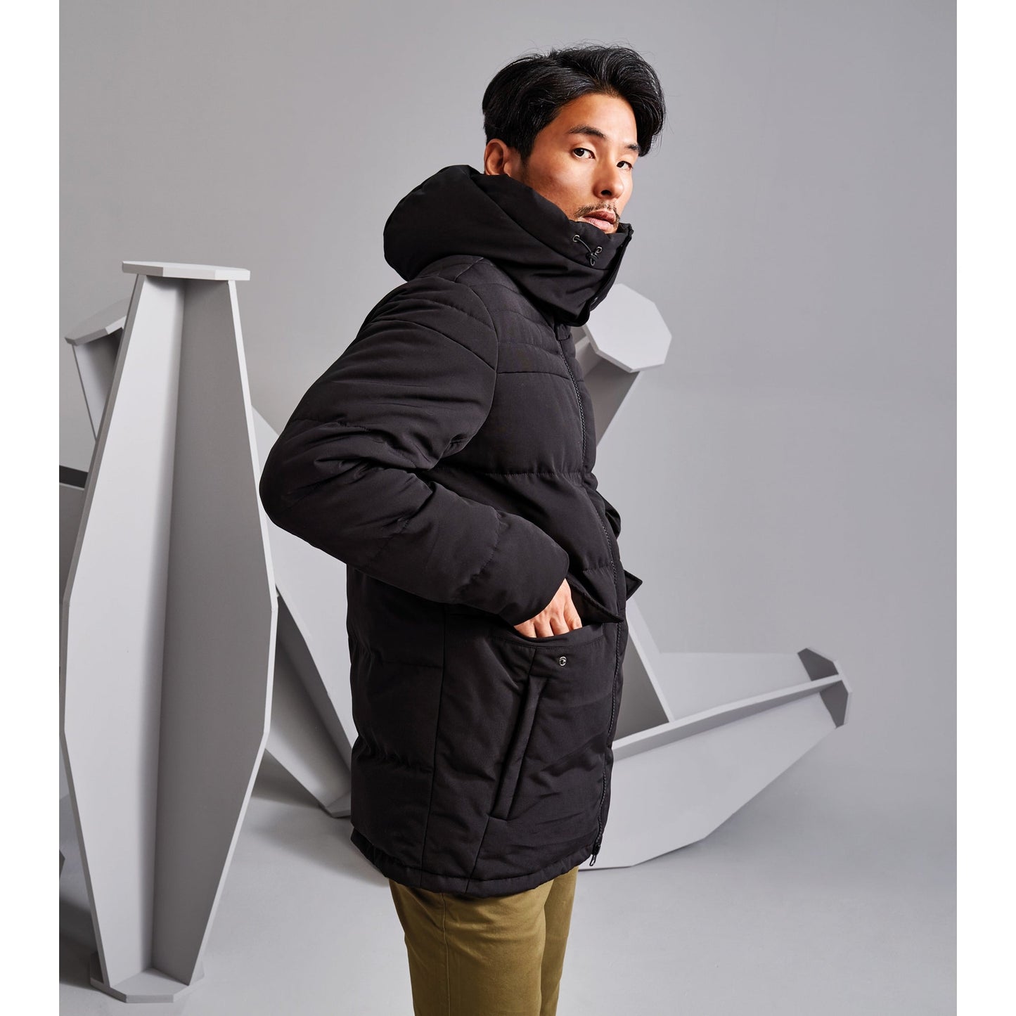 2786 Obsidian Padded Jacket with Hood, Quilted Design, Warm & Versatile