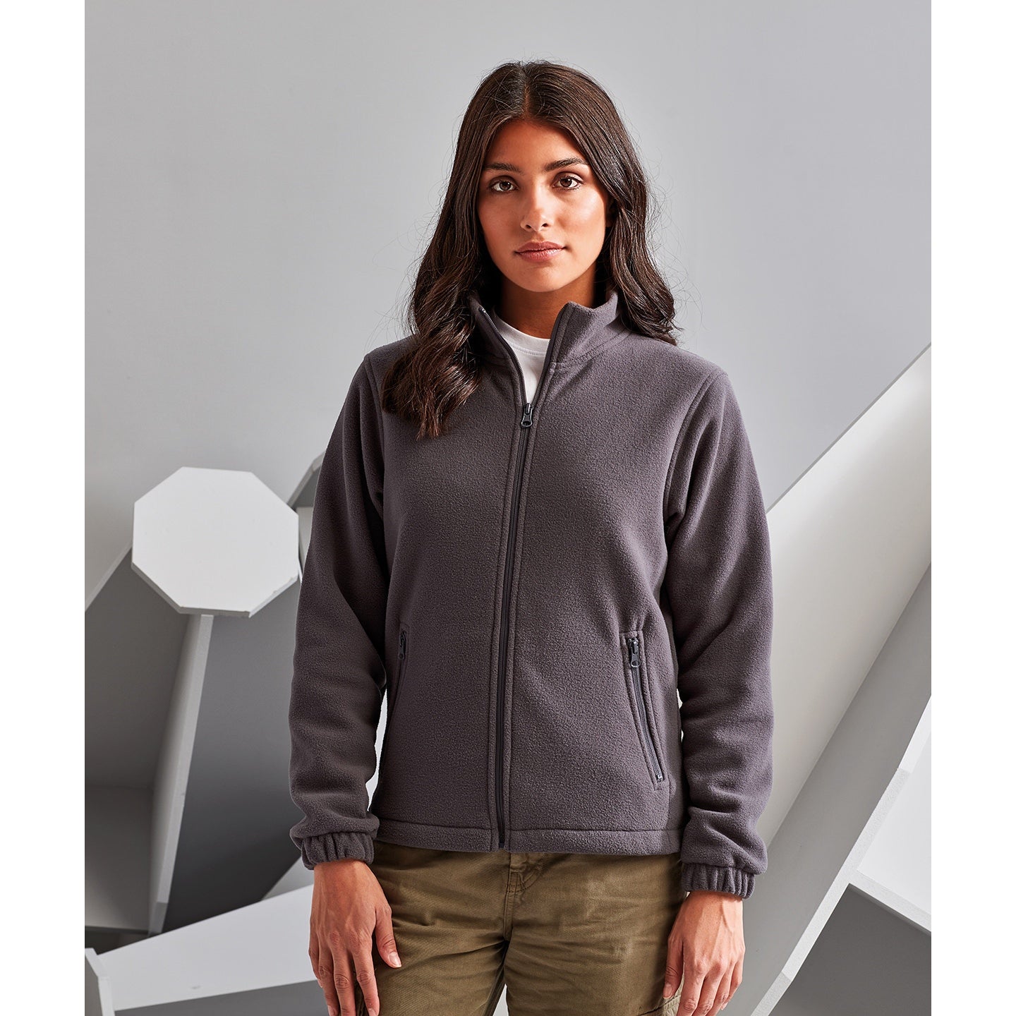 2786 Women's Full-Zip Fleece Jacket Warm Comfortable Cadet Collar Zipped Pockets