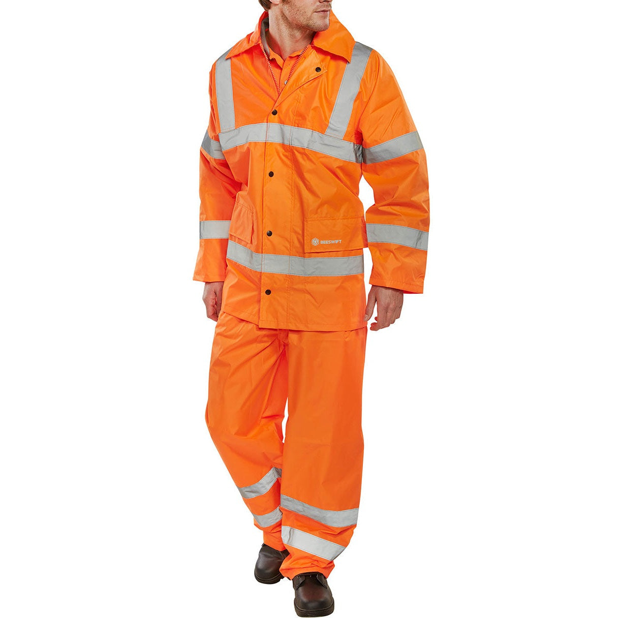 Beeswift Lightweight EN471 EN343 High Visibility Waterproof Suit Jacket Trousers