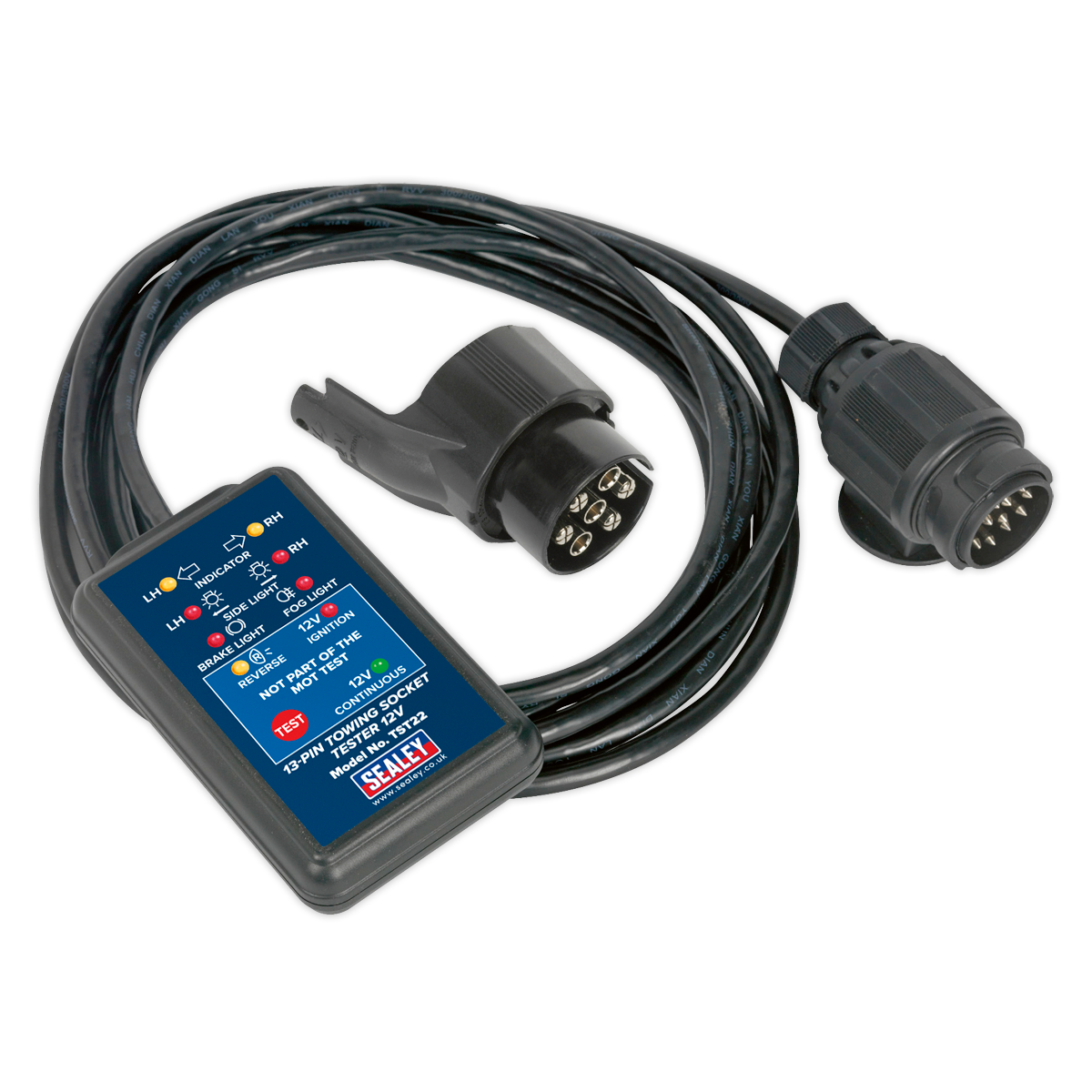 Sealey 13-Pin Towing Socket Tester 12V DVSA Approved with 4.9m Cable
