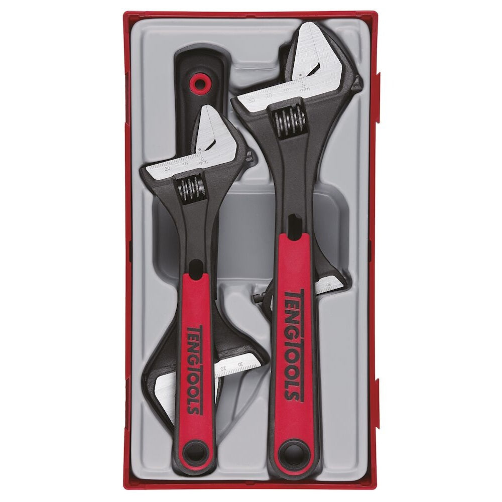 Teng Tools TT1 Adjustable Wrench Set 4 Pieces 8 Inch Wide Jaw ISO6787