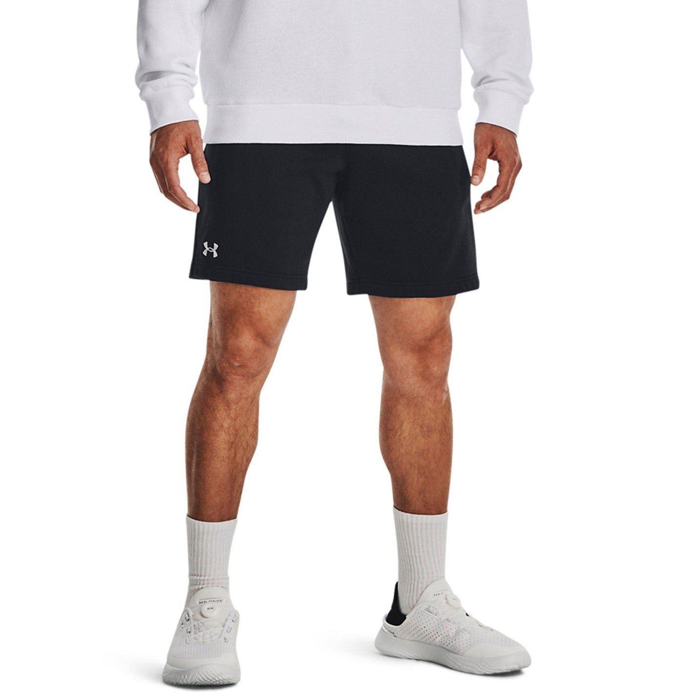 Under Armour Rival Fleece Shorts Cotton Blend Elastic Waistband Pockets