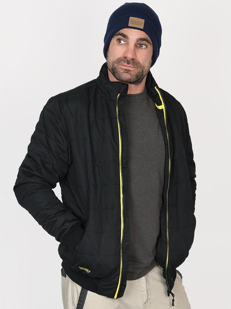 Bisley Sherpa Lined Quilted Bomber Jacket Long Sleeve Multi-Pocket Warmth
