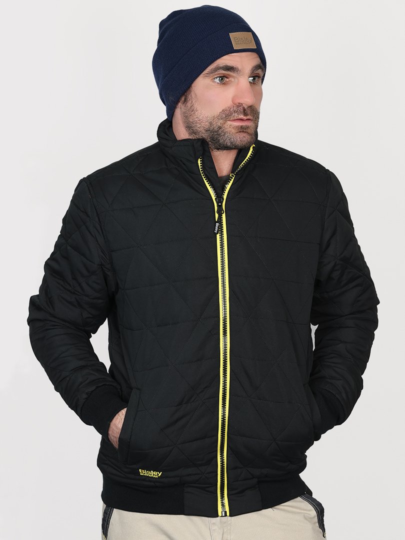 Bisley Sherpa Lined Quilted Bomber Jacket Long Sleeve Multi-Pocket Warmth