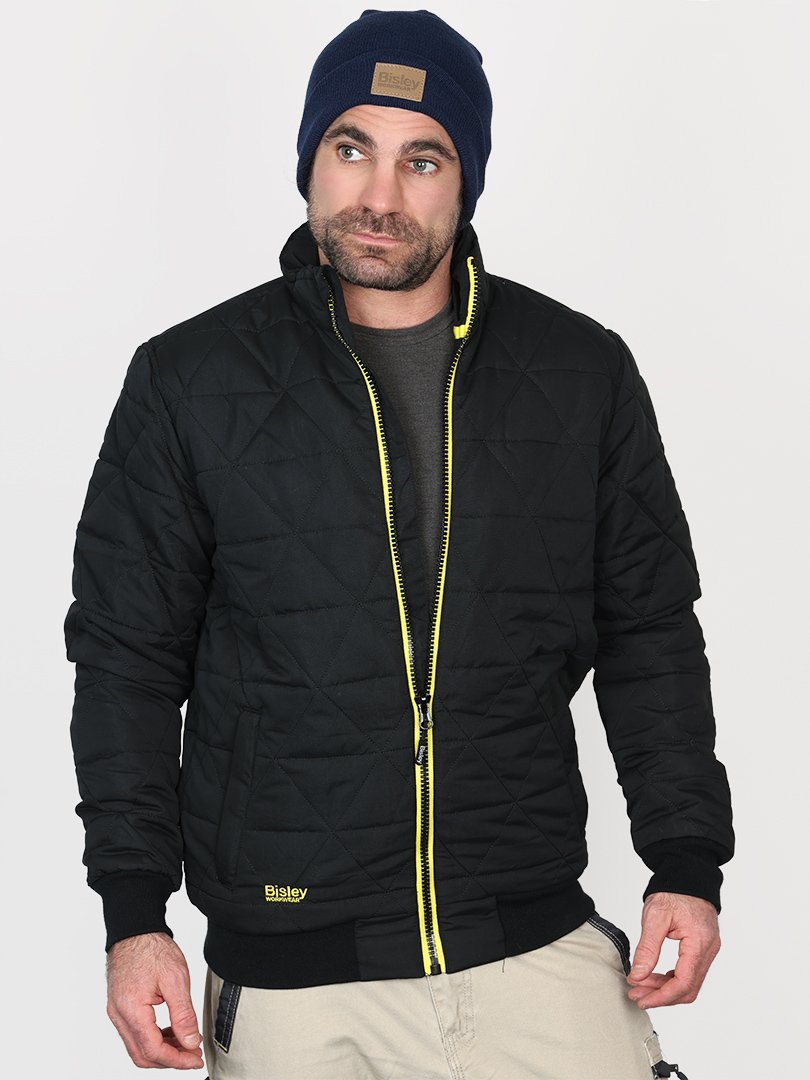 Bisley Sherpa Lined Quilted Bomber Jacket Long Sleeve Multi-Pocket Warmth