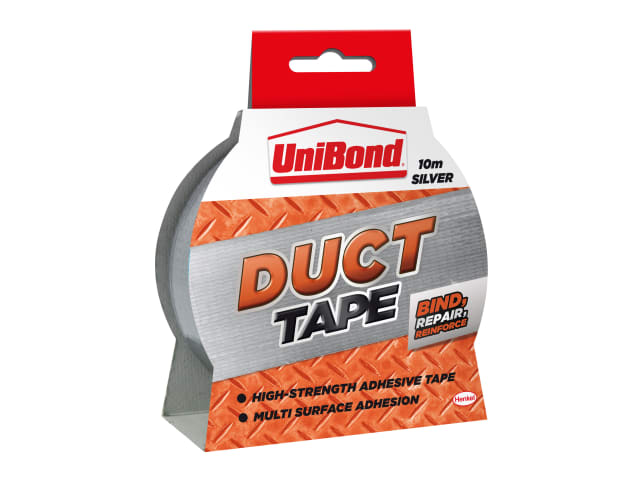 UniBond Heavy-Duty Duct Tape Silver 50mm x 10m Waterproof Tear by Hand