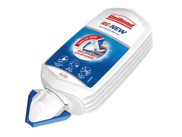UniBond RE-NEW Silicone Sealant White 80ml Mould Resistant Auto-Smooth Nozzle