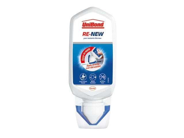 UniBond RE-NEW Silicone Sealant White 80ml Mould Resistant Auto-Smooth Nozzle