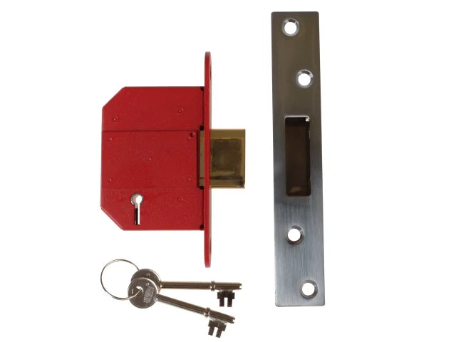 Union StrongBOLT 2100S 5 Lever Mortice Deadlock 81mm Satin Chrome BS3621